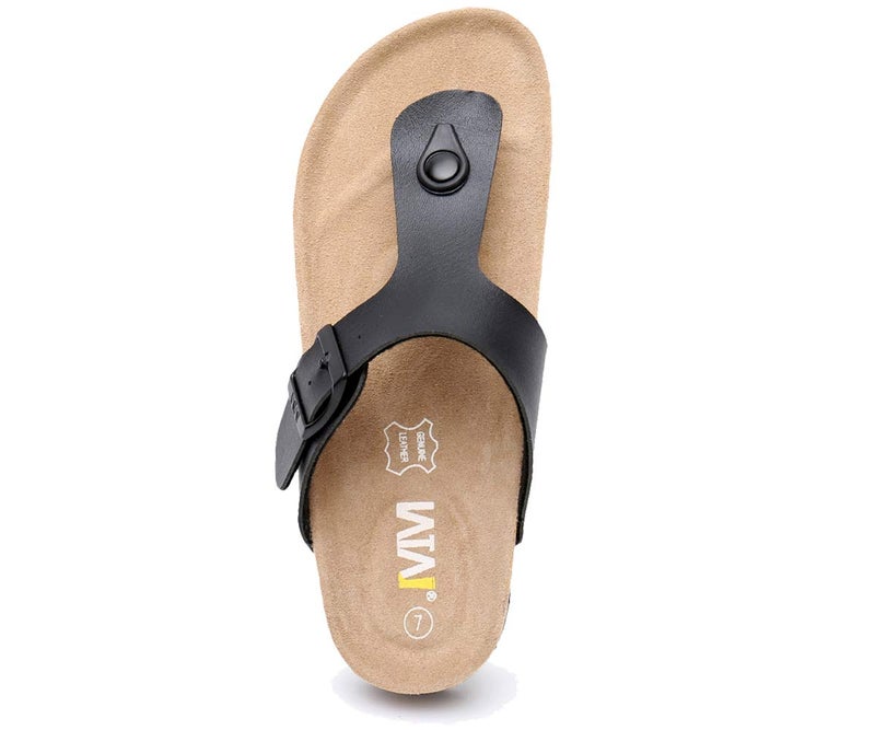 WTW Men's Cork Footbed Sandals Slip on Beach Slide Slipper Shoes with Adjustable Metal Buckle Strap for Men Causal Style - Image 5